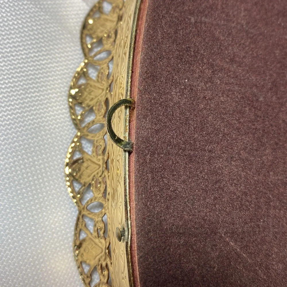 Vintage Antique Gold Filigree Mirrored Vanity Tray